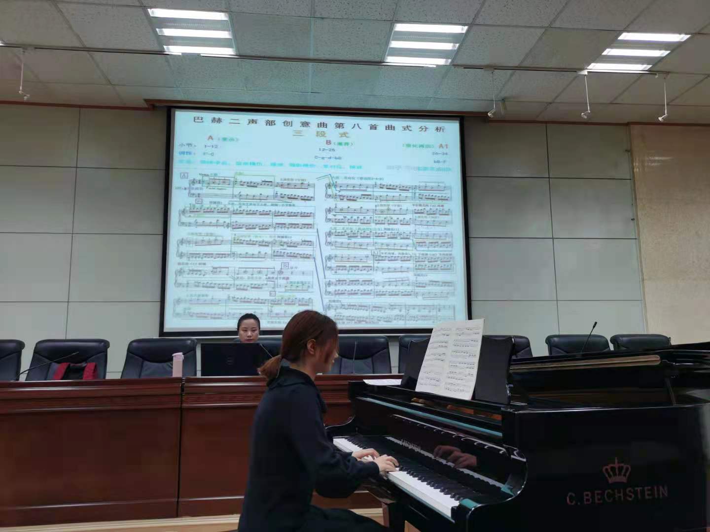 人站在钢琴前低可信度描述已自动生成